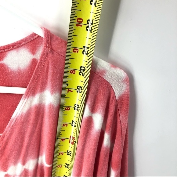 Tie Dye Wrap Top Semi Crop Shirt Mod On Trend Lightweight Comfy Pink Medium - Picture 8 of 9